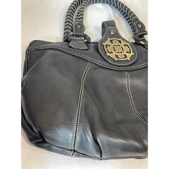 Kate Landry Black Leather Shoulder Bag Buckle Boho Purse - Picture 8 of 11